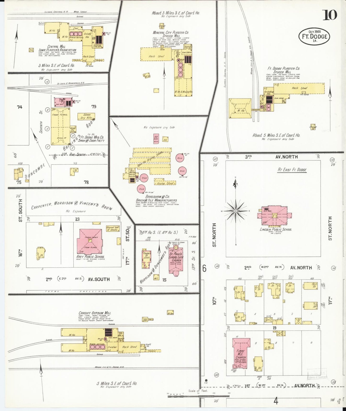 Sanborn Fire Insurance Map from Fort Dodge, Webster County, Iowa (1900), Sheet #0010 - Historic Sanborn Fire Insurance Map Print, vintage old map wall art