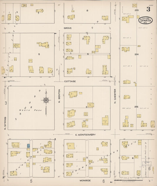 Sanborn Fire Insurance Map from Sparta, Monroe County, Wisconsin (1922), Sheet #0003 - Historic Sanborn Fire Insurance Map Print, vintage old map wall art, antique decor, genealogy gift, Wisconsin Wisconsin map