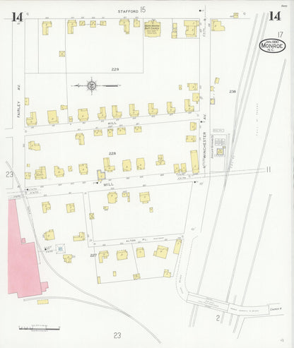 Sanborn Fire Insurance Map from Monroe, Union County, North Carolina (1930), Sheet #0014 - Complete Map Set gallery image, historic Sanborn map, vintage wall art, North Carolina North Carolina