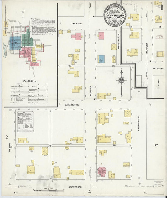 Sanborn Fire Insurance Map from Fort Gaines, Clay County, Georgia (1911), Sheet #0001 - Complete Map Set gallery image, historic Sanborn map, vintage wall art, Georgia Georgia