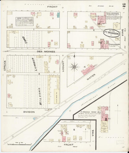 Sanborn Fire Insurance Map from Fort Madison, Lee County, Iowa (1884), Sheet #0002 - Historic Sanborn Fire Insurance Map Print