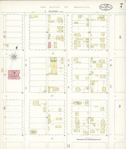 Sanborn Fire Insurance Map from Kalispell, Flathead County, Montana (1899), Sheet #0007 - Complete Map Set gallery image, historic Sanborn map, vintage wall art, Montana Montana