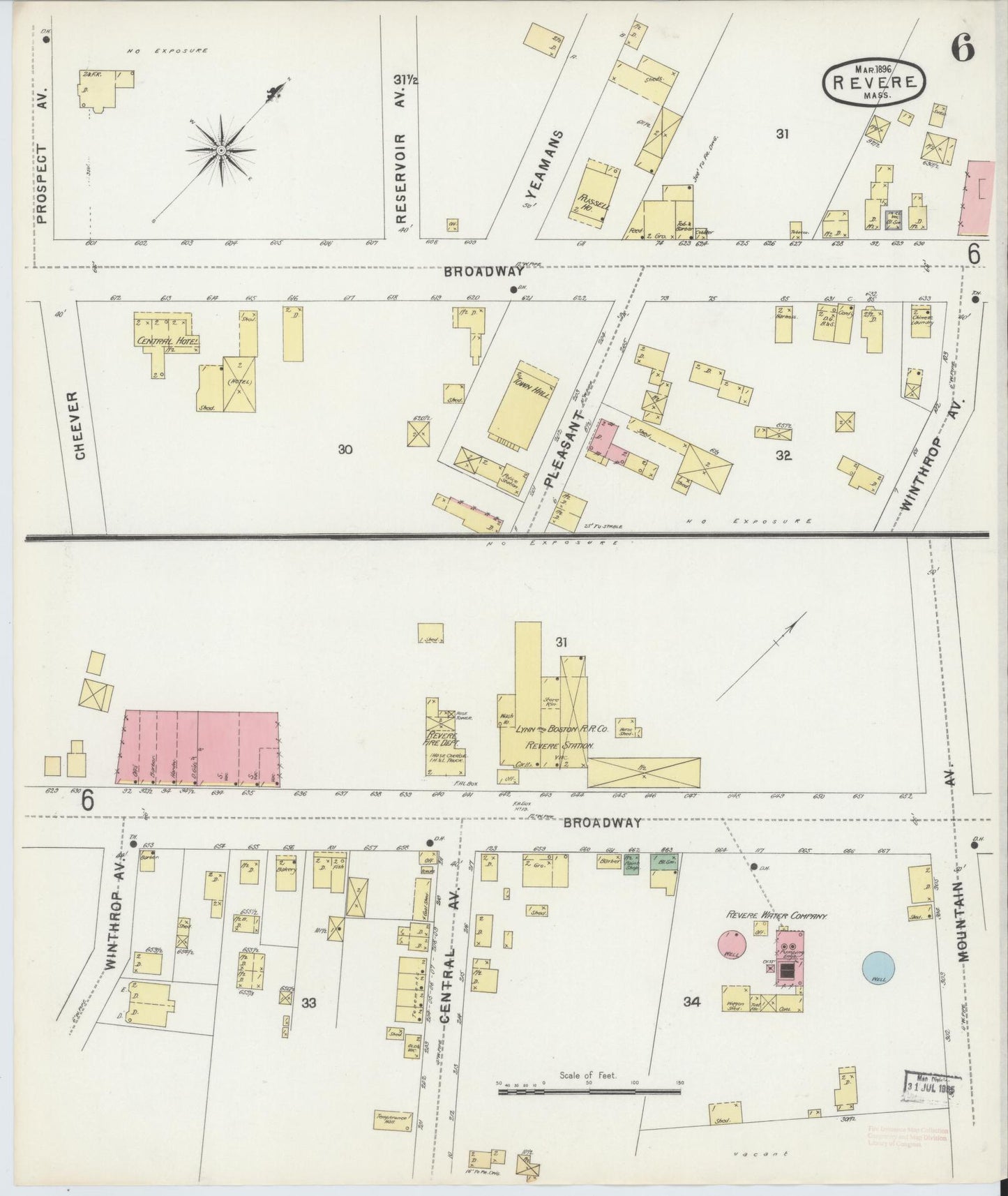 Sanborn Fire Insurance Map from Revere, Suffolk County, Massachusetts (1896), Sheet #0006 - Complete Map Set gallery image, historic Sanborn map, vintage wall art, Massachusetts Massachusetts