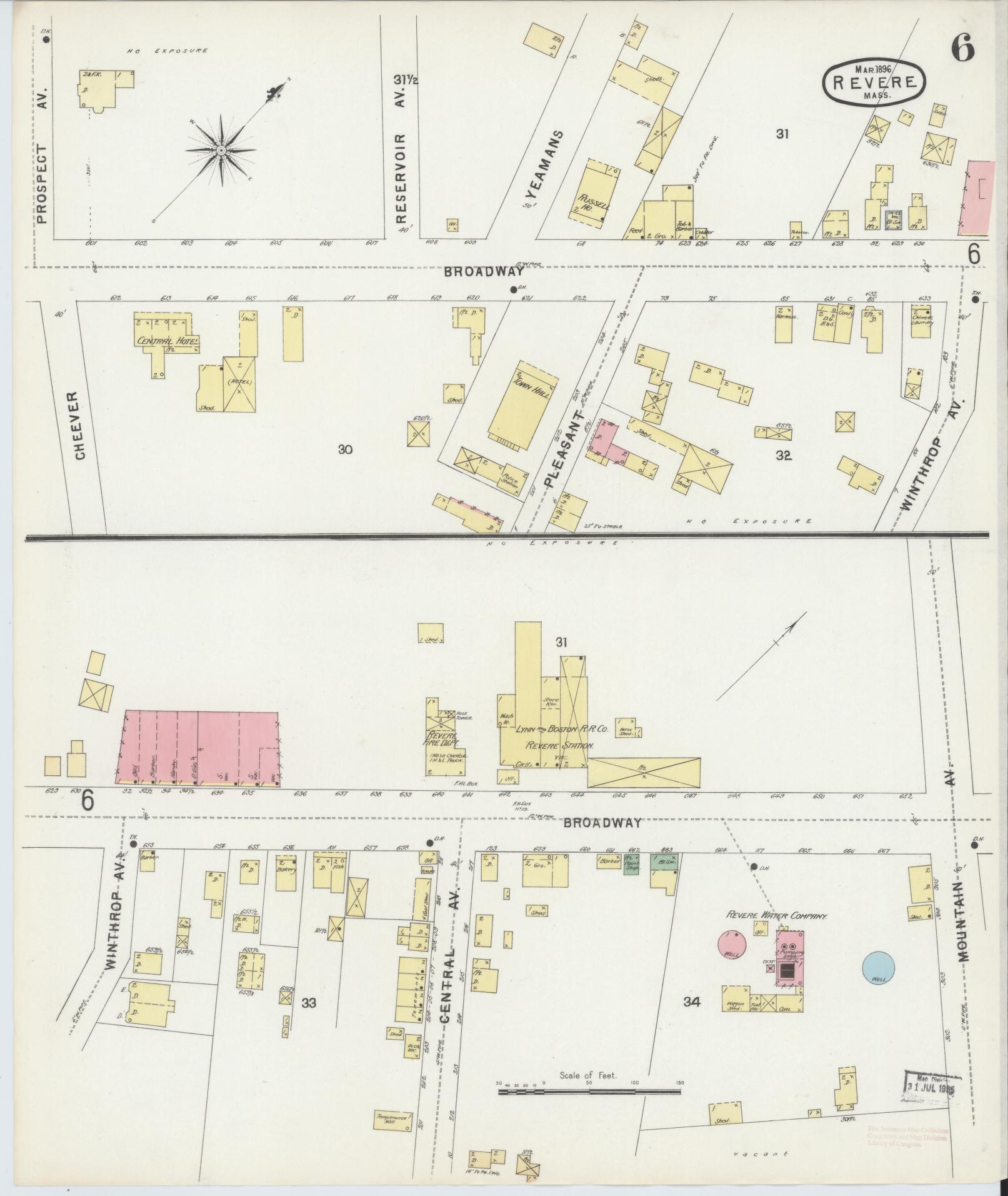 Sanborn Fire Insurance Map from Revere, Suffolk County, Massachusetts (1896), Sheet #0006 - Complete Map Set gallery image, historic Sanborn map, vintage wall art, Massachusetts Massachusetts