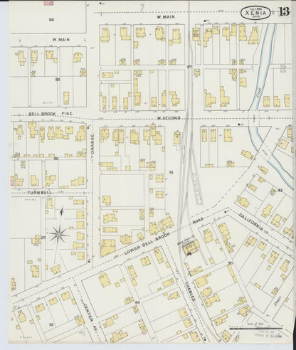Sanborn Fire Insurance Map from Xenia, Greene County, Ohio (1895), Sheet #0013 - Complete Map Set gallery image, historic Sanborn map, vintage wall art, Ohio Ohio