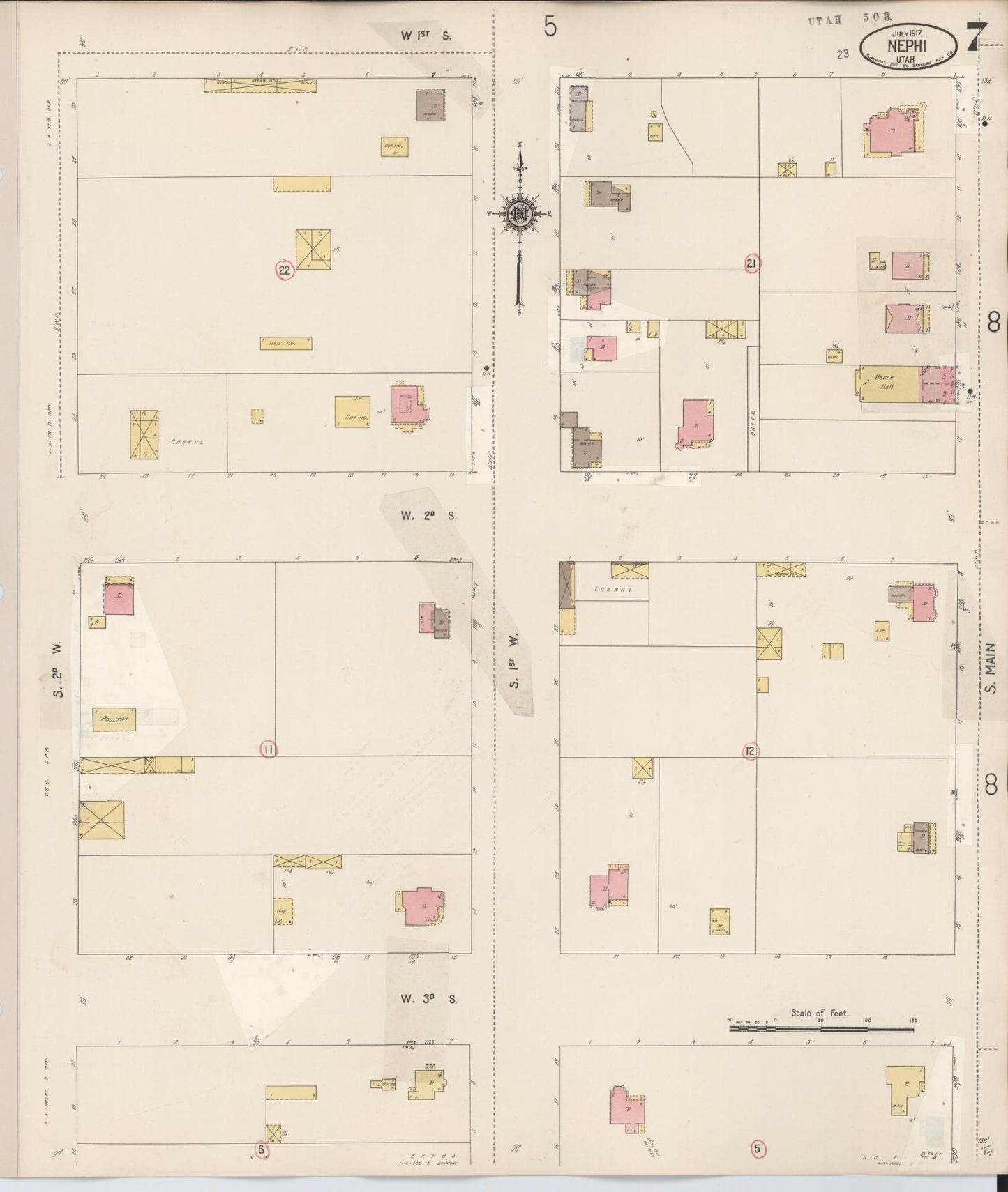 Sanborn Fire Insurance Map from Nephi, Juab County, Utah (1931), Sheet #0007 - Complete Map Set gallery image, historic Sanborn map, vintage wall art, Utah Utah