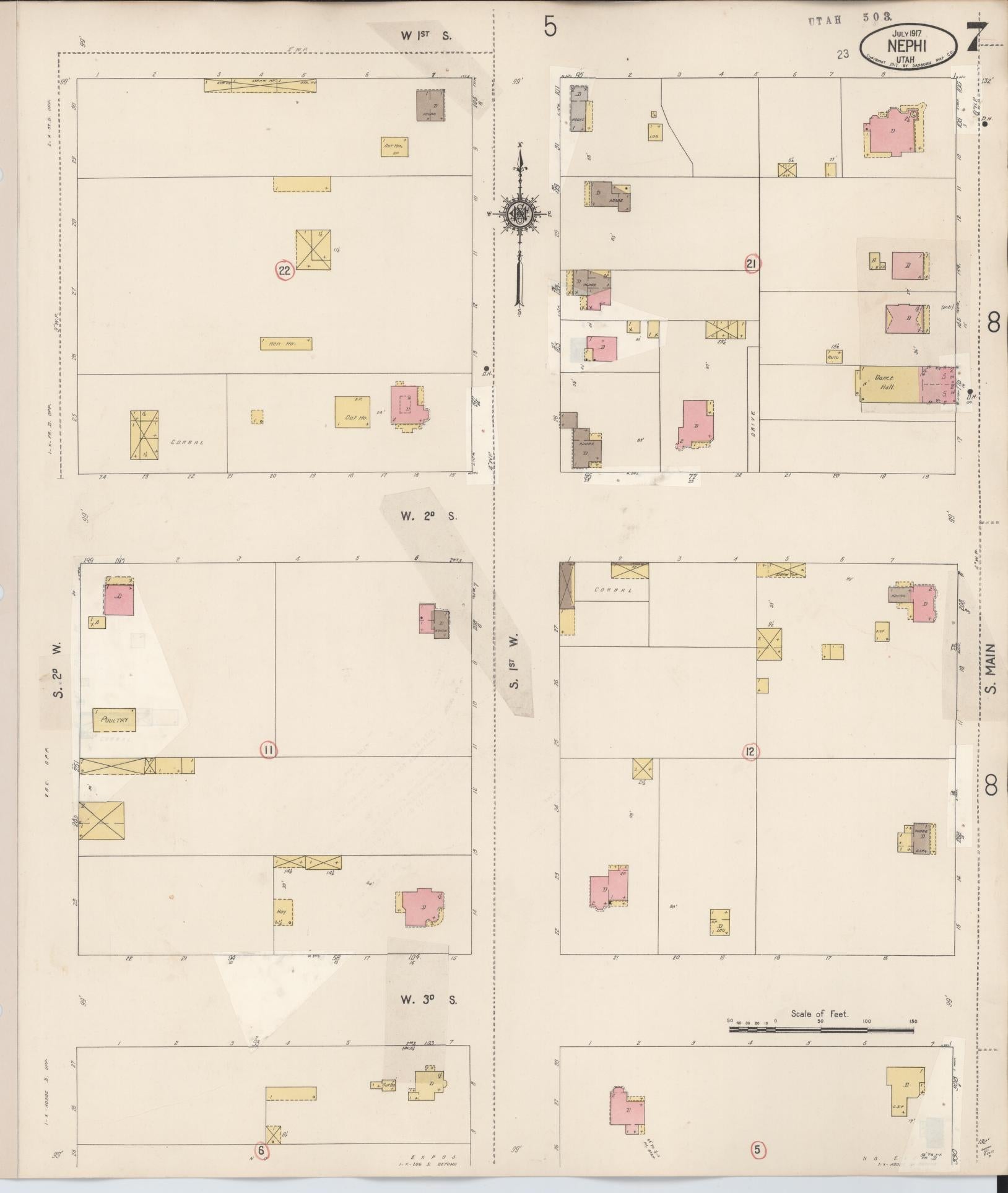 Sanborn Fire Insurance Map from Nephi, Juab County, Utah (1931), Sheet #0007 - Complete Map Set gallery image, historic Sanborn map, vintage wall art, Utah Utah