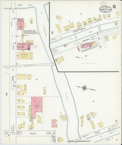 Sanborn Fire Insurance Map from Fort Plain, Montgomery County, New York (1912), Sheet #0008 - Historic Sanborn Fire Insurance Map Print, vintage old map wall art, antique decor, genealogy gift, New York New York map