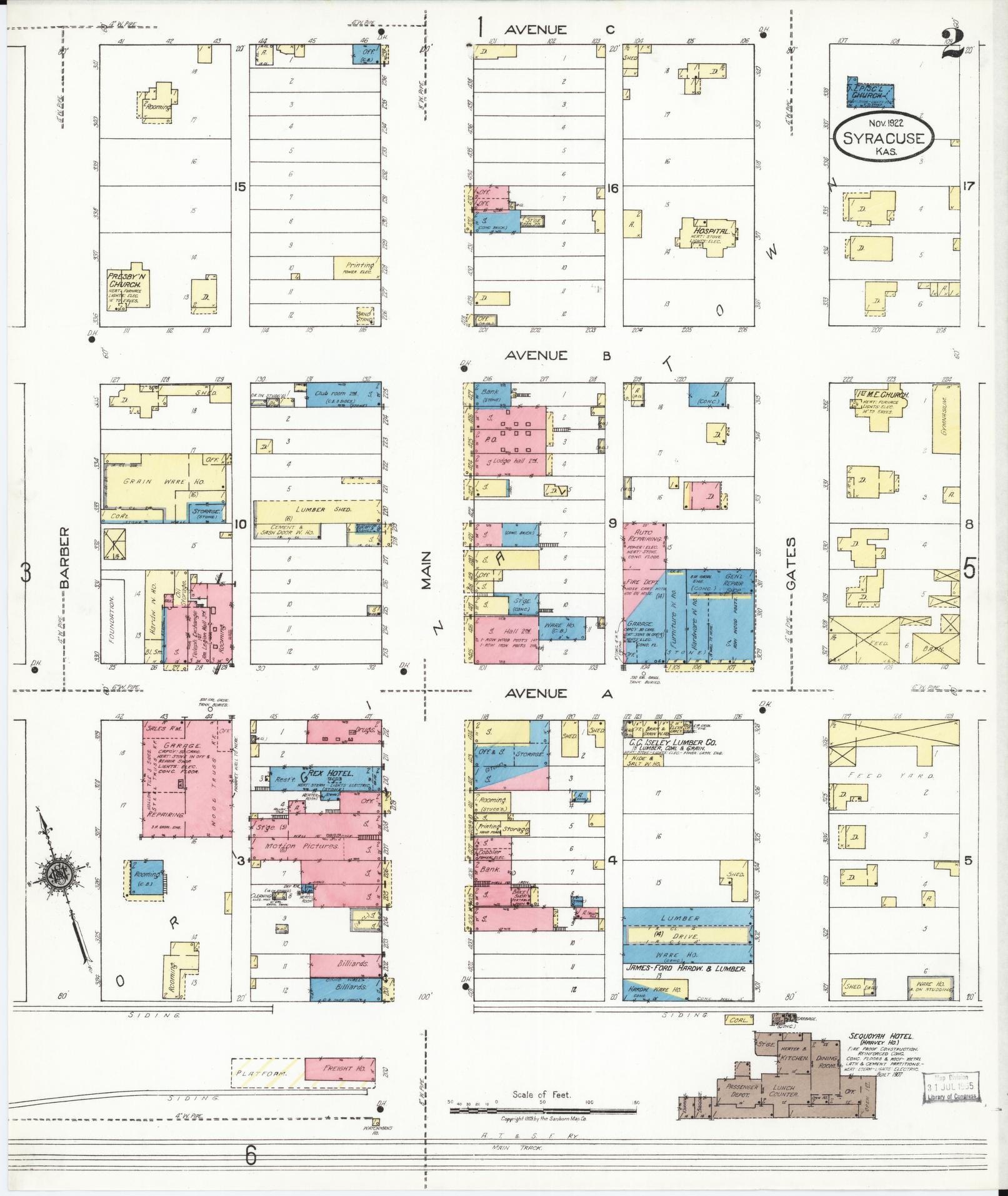 Sanborn Fire Insurance Map from Syracuse, Hamilton County, Kansas (1922), Sheet #0002 - Complete Map Set gallery image, historic Sanborn map, vintage wall art, Kansas Kansas
