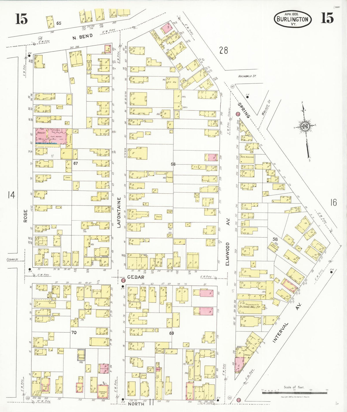 Sanborn Fire Insurance Map from Burlington, Chittenden County, Vermont (1926), Sheet #0015 - Complete Map Set gallery image, historic Sanborn map, vintage wall art, Vermont Vermont