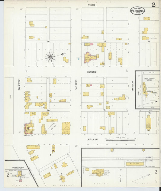 Sanborn Fire Insurance Map from Pembina, Pembina County, North Dakota (1904), Sheet #0002 - Historic Sanborn Fire Insurance Map Print, vintage old map wall art, antique decor, genealogy gift, North Dakota North Dakota map