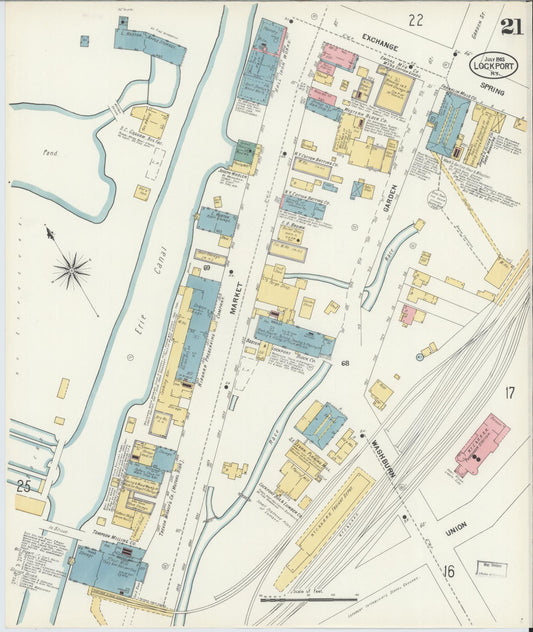 Sanborn Fire Insurance Map from Lockport, Niagara County, New York (1903), Sheet #0021 - Historic Sanborn Fire Insurance Map Print, vintage old map wall art, antique decor, genealogy gift, New York New York map
