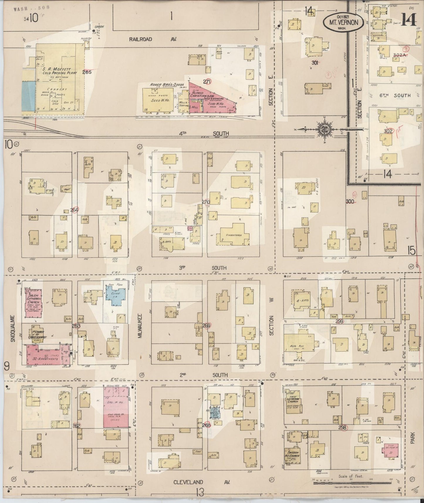 Sanborn Fire Insurance Map from Mount Vernon, Skagit County, Washington (1948), Sheet #0014 - Complete Map Set gallery image, historic Sanborn map, vintage wall art, Washington Washington