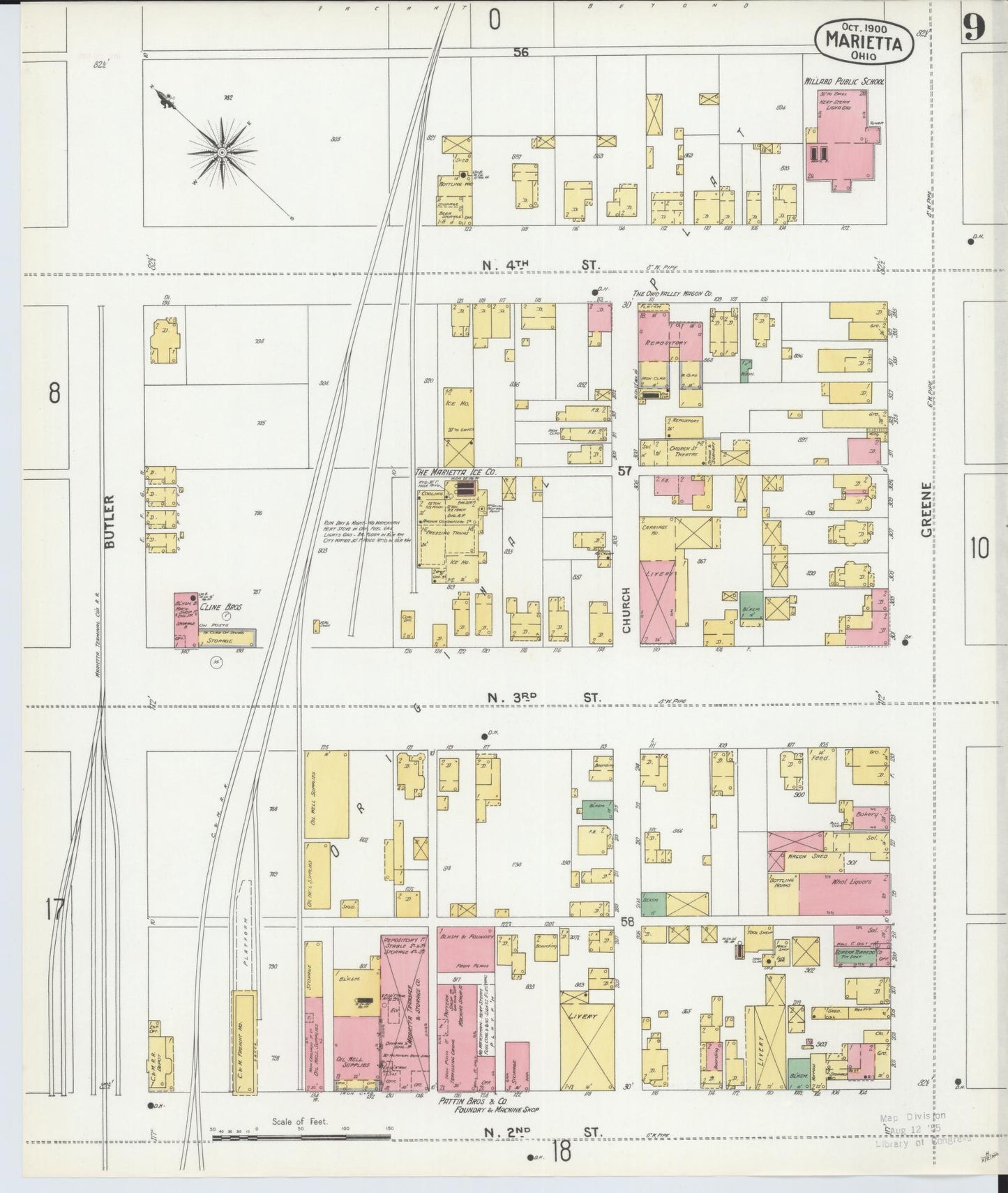 Sanborn Fire Insurance Map from Marietta, Washington County, Ohio (1900), Sheet #0009 - Complete Map Set gallery image, historic Sanborn map, vintage wall art, Ohio Ohio