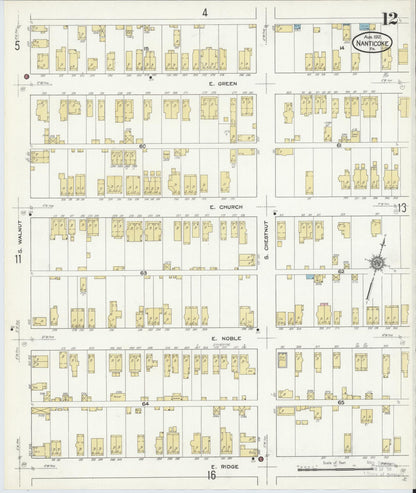 Sanborn Fire Insurance Map from Nanticoke, Luzerne County, Pennsylvania (1912), Sheet #0012 - Historic Sanborn Fire Insurance Map Print, vintage old map wall art, antique decor, genealogy gift, Pennsylvania Pennsylvania map