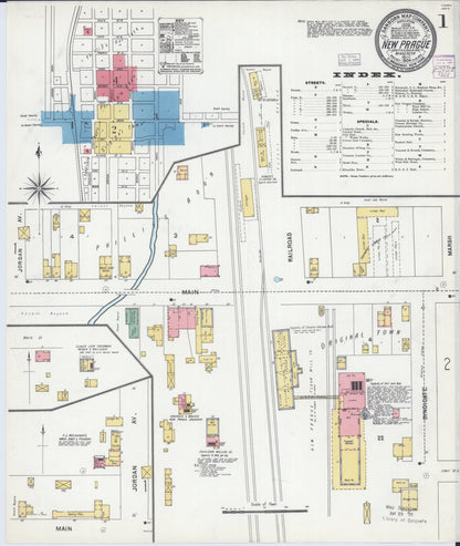Sanborn Fire Insurance Map from New Prague, Scott And Le Sueur, Minnesota (1904), Sheet #0001 - Historic Sanborn Fire Insurance Map Print, vintage old map wall art, antique decor, genealogy gift, Minnesota Minnesota map