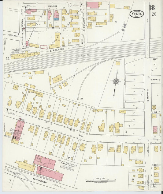 Sanborn Fire Insurance Map from Xenia, Greene County, Ohio (1919), Sheet #0018 - Historic Sanborn Fire Insurance Map Print, vintage old map wall art, antique decor, genealogy gift, Ohio Ohio map