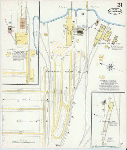 Sanborn Fire Insurance Map from Alexandria, Rapides Parish, Louisiana (1909), Sheet #0021 - Complete Map Set gallery image, historic Sanborn map, vintage wall art, Louisiana Louisiana