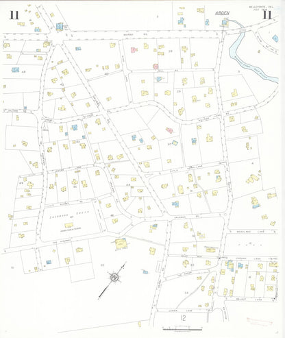 Sanborn Fire Insurance Map from Bellefonte, New Castle County, Delaware (1936), Sheet #0011 - Complete Map Set gallery image, historic Sanborn map, vintage wall art, Delaware Delaware