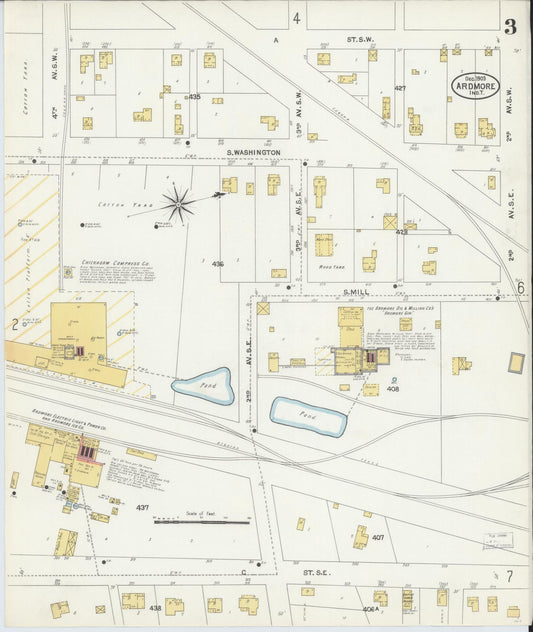 Sanborn Fire Insurance Map from Ardmore, Carter County, Oklahoma (1903), Sheet #0003 - Historic Sanborn Fire Insurance Map Print, vintage old map wall art, antique decor, genealogy gift, Oklahoma Oklahoma map