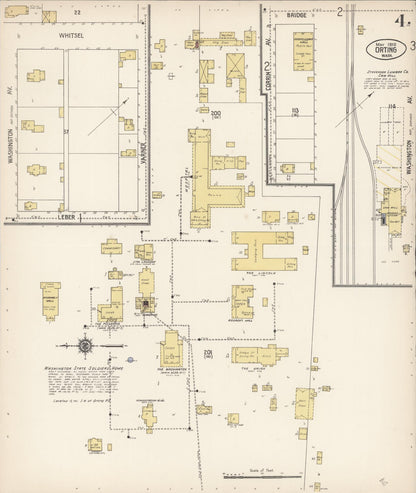 Sanborn Fire Insurance Map from Orting, Pierce County, Washington (1910), Sheet #0004 - Complete Map Set gallery image, historic Sanborn map, vintage wall art, Washington Washington
