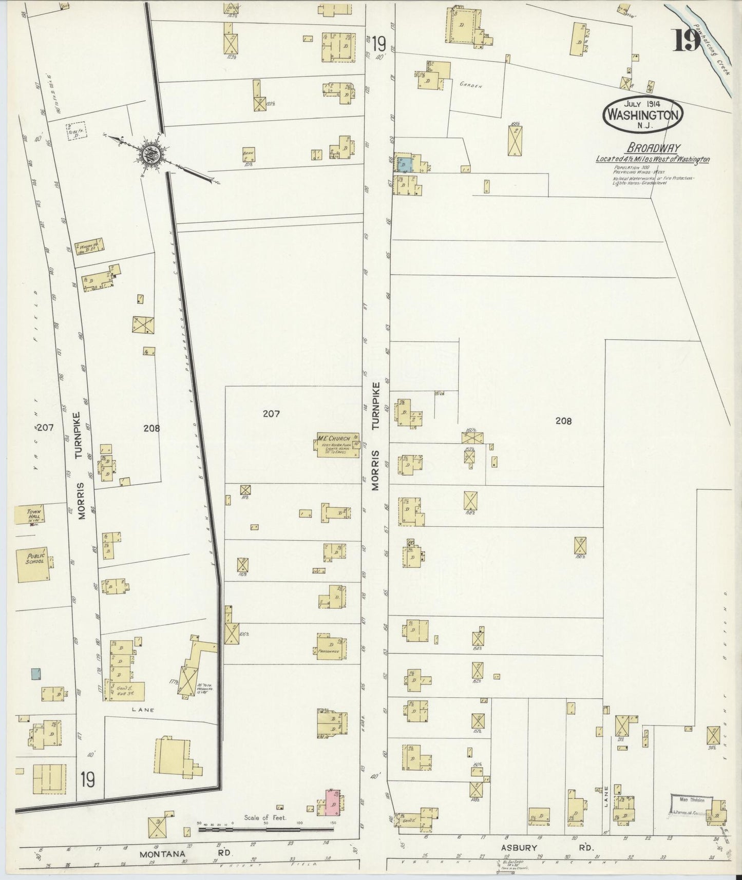 Sanborn Fire Insurance Map from Washington, Warren County, New Jersey (1914), Sheet #0019 - Historic Sanborn Fire Insurance Map Print, vintage old map wall art, antique decor, genealogy gift, Washington Washington map