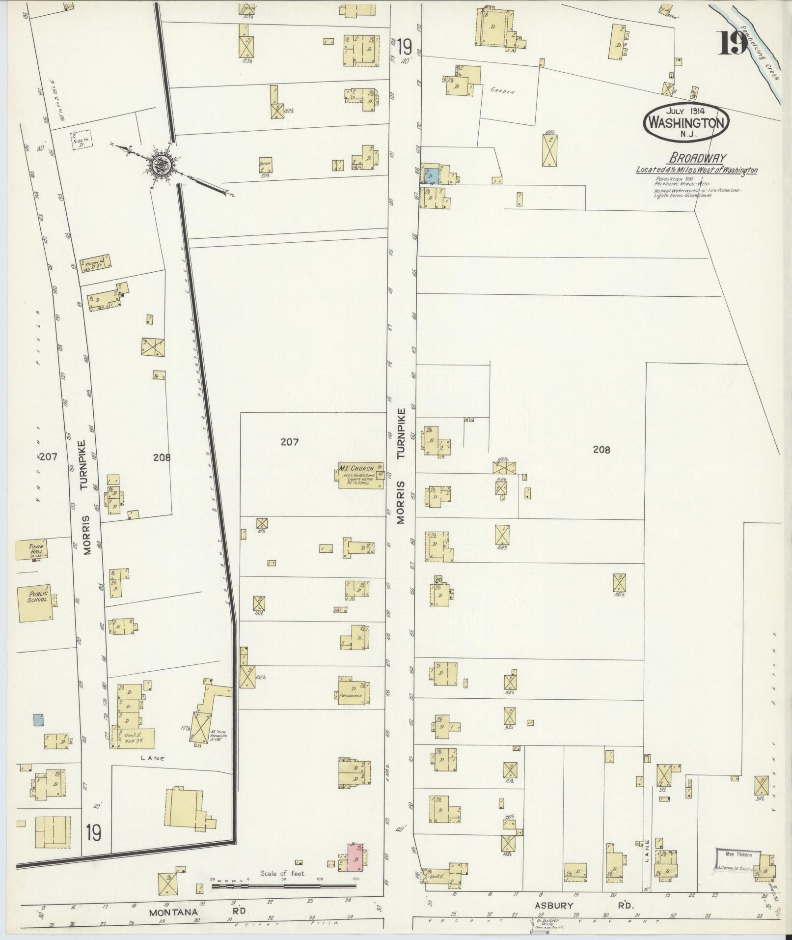 Sanborn Fire Insurance Map from Washington, Warren County, New Jersey (1914), Sheet #0019 - Historic Sanborn Fire Insurance Map Print, vintage old map wall art, antique decor, genealogy gift, Washington Washington map