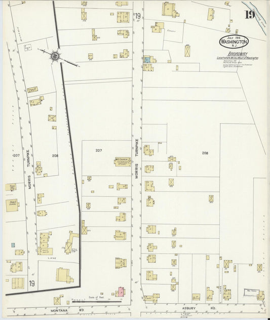 Sanborn Fire Insurance Map from Washington, Warren County, New Jersey (1914), Sheet #0019 - Historic Sanborn Fire Insurance Map Print, vintage old map wall art, antique decor, genealogy gift, Washington Washington map
