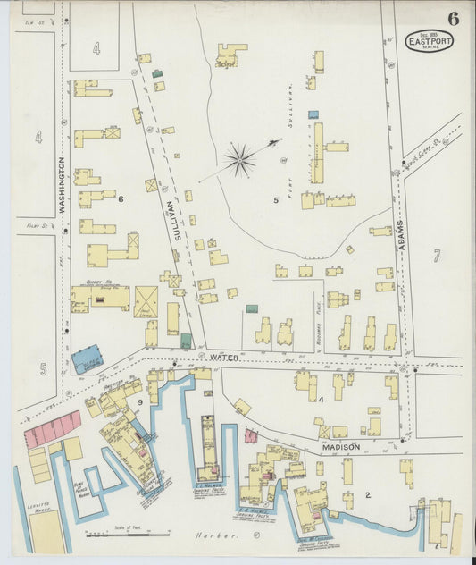 Sanborn Fire Insurance Map from Eastport, Washington County, Maine (1893), Sheet #0006 - Historic Sanborn Fire Insurance Map Print, vintage old map wall art, antique decor, genealogy gift, Maine Maine map