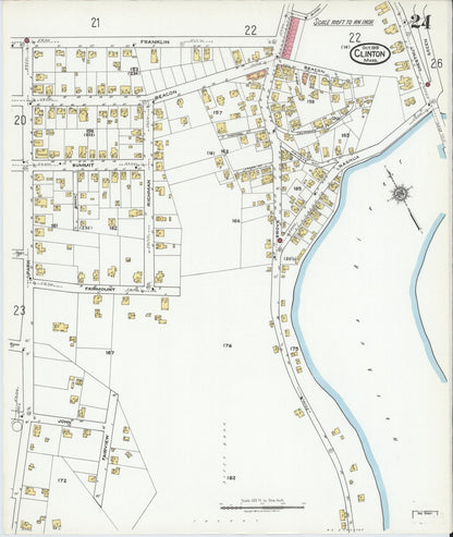 Sanborn Fire Insurance Map from Clinton, Worcester County, Massachusetts (1919), Sheet #0024 - Historic Sanborn Fire Insurance Map Print, vintage old map wall art, antique decor, genealogy gift, Massachusetts Massachusetts map
