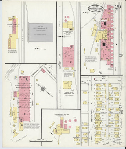 Sanborn Fire Insurance Map from East Liverpool, Columbiana County, Ohio (1913), Sheet #0029 - Historic Sanborn Fire Insurance Map Print, vintage old map wall art, antique decor, genealogy gift, Ohio Ohio map