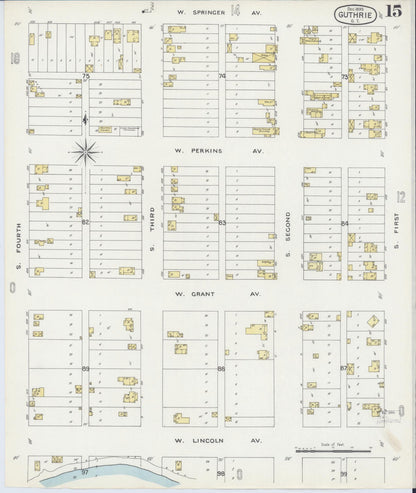 Sanborn Fire Insurance Map from Guthrie, Logan County, Oklahoma (1895), Sheet #0015 - Complete Map Set gallery image, historic Sanborn map, vintage wall art, Oklahoma Oklahoma
