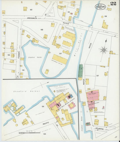 Sanborn Fire Insurance Map from Stamford, Fairfield County, Connecticut (1901), Sheet #0022 - Complete Map Set gallery image, historic Sanborn map, vintage wall art, Connecticut Connecticut