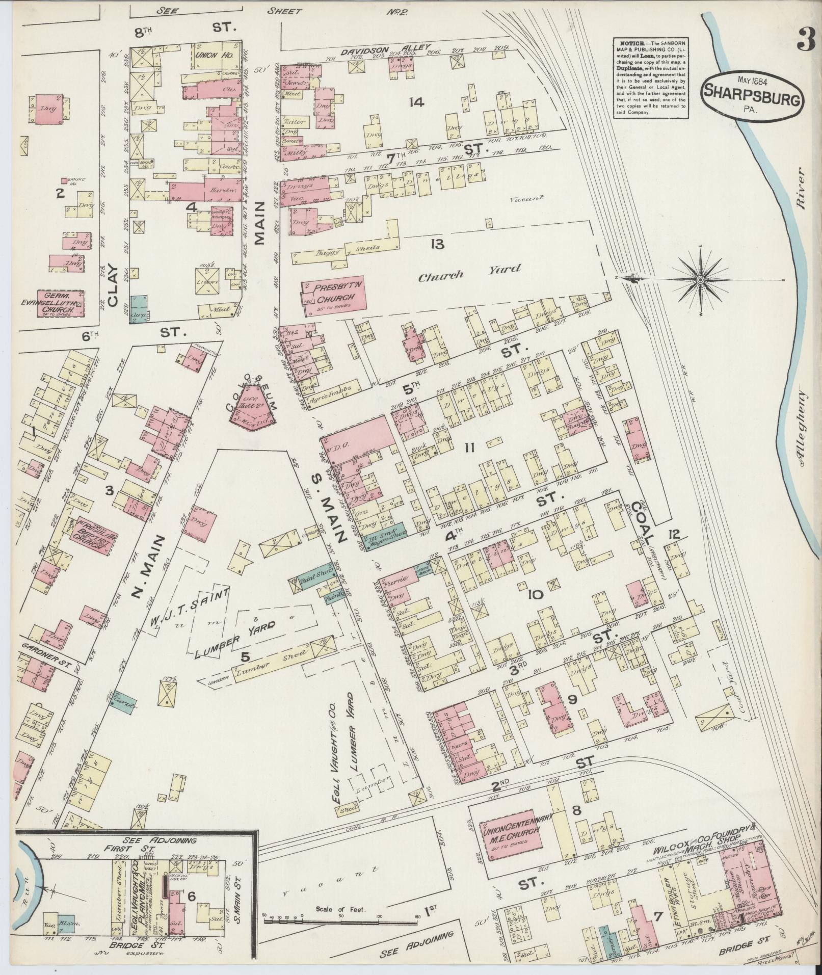 Sanborn Fire Insurance Map from Sharpsburg, Allegheny County, Pennsylvania (1884), Sheet #0003 - Complete Map Set gallery image, historic Sanborn map, vintage wall art, Pennsylvania Pennsylvania