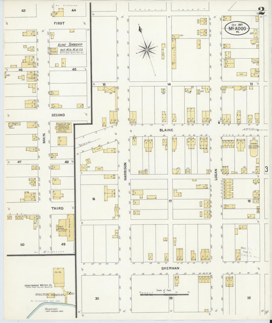 Sanborn Fire Insurance Map from McAdoo, Schuylkill County, Pennsylvania (1907), Sheet #0002 - Historic Sanborn Fire Insurance Map Print, vintage old map wall art, antique decor, genealogy gift, Pennsylvania Pennsylvania map