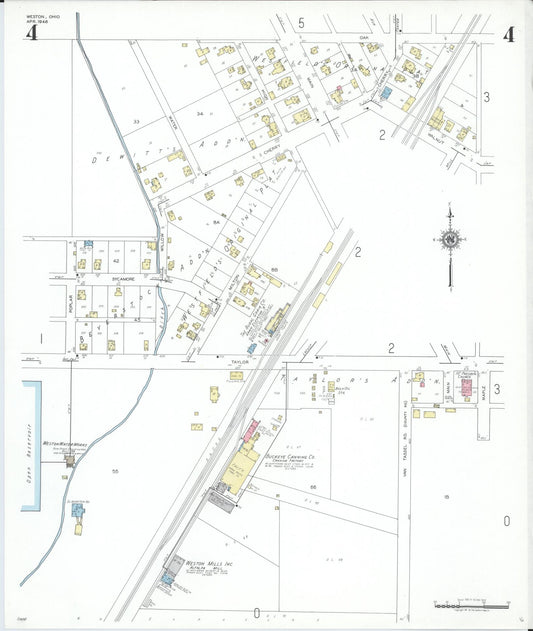 Sanborn Fire Insurance Map from Weston, Wood County, Ohio (1948), Sheet #0004 - Historic Sanborn Fire Insurance Map Print, vintage old map wall art, antique decor, genealogy gift, Ohio Ohio map