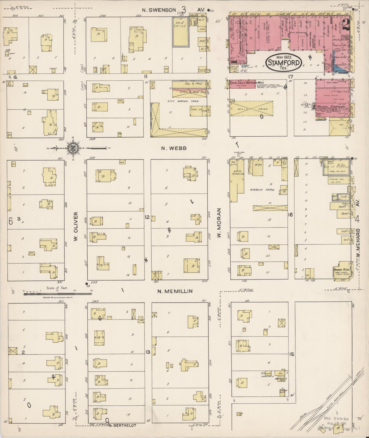 Sanborn Fire Insurance Map from Stamford, Jones County, Texas (1922), Sheet #0002 - Complete Map Set gallery image, historic Sanborn map, vintage wall art, Texas Texas