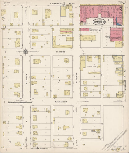 Sanborn Fire Insurance Map from Stamford, Jones County, Texas (1922), Sheet #0002 - Complete Map Set gallery image, historic Sanborn map, vintage wall art, Texas Texas
