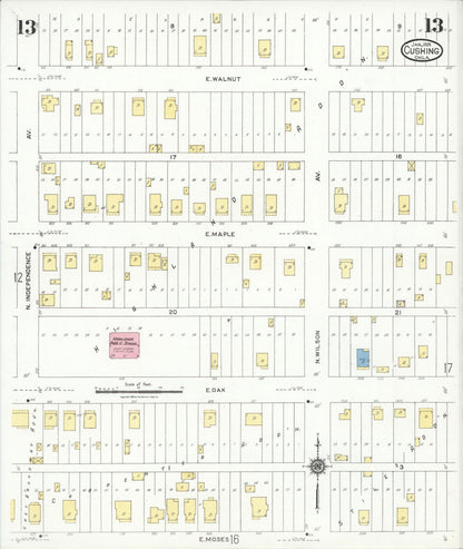 Sanborn Fire Insurance Map from Cushing, Payne County, Oklahoma (1924), Sheet #0013 - Complete Map Set gallery image, historic Sanborn map, vintage wall art, Oklahoma Oklahoma