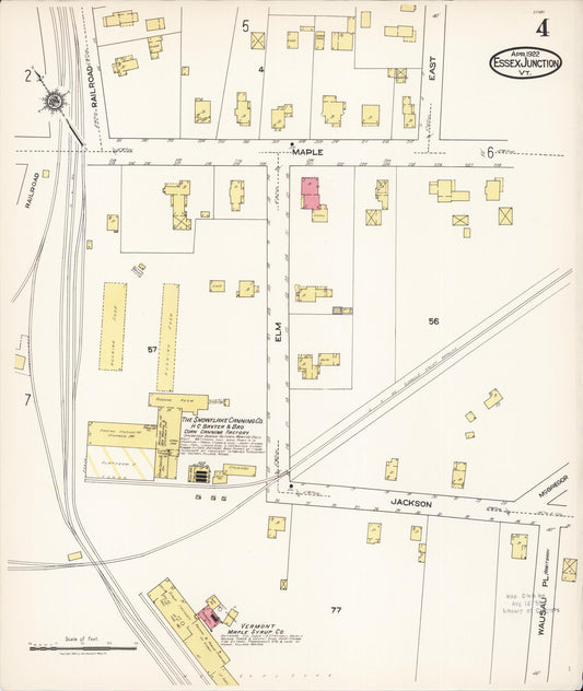 Sanborn Fire Insurance Map from Essex Junction, Chittenden County, Vermont (1922), Sheet #0004 - Historic Sanborn Fire Insurance Map Print, vintage old map wall art, antique decor, genealogy gift, Vermont Vermont map