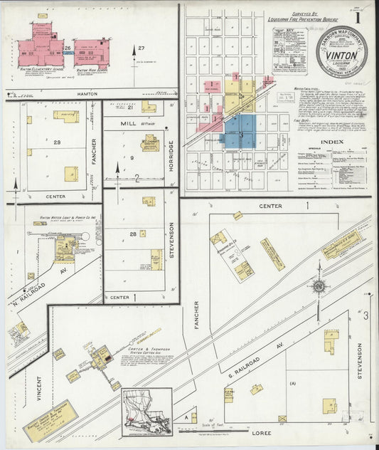 Sanborn Fire Insurance Map from Vinton, Calcasieu Parish, Louisiana. (1920) – Historic Sanborn Fire Insurance Map Print