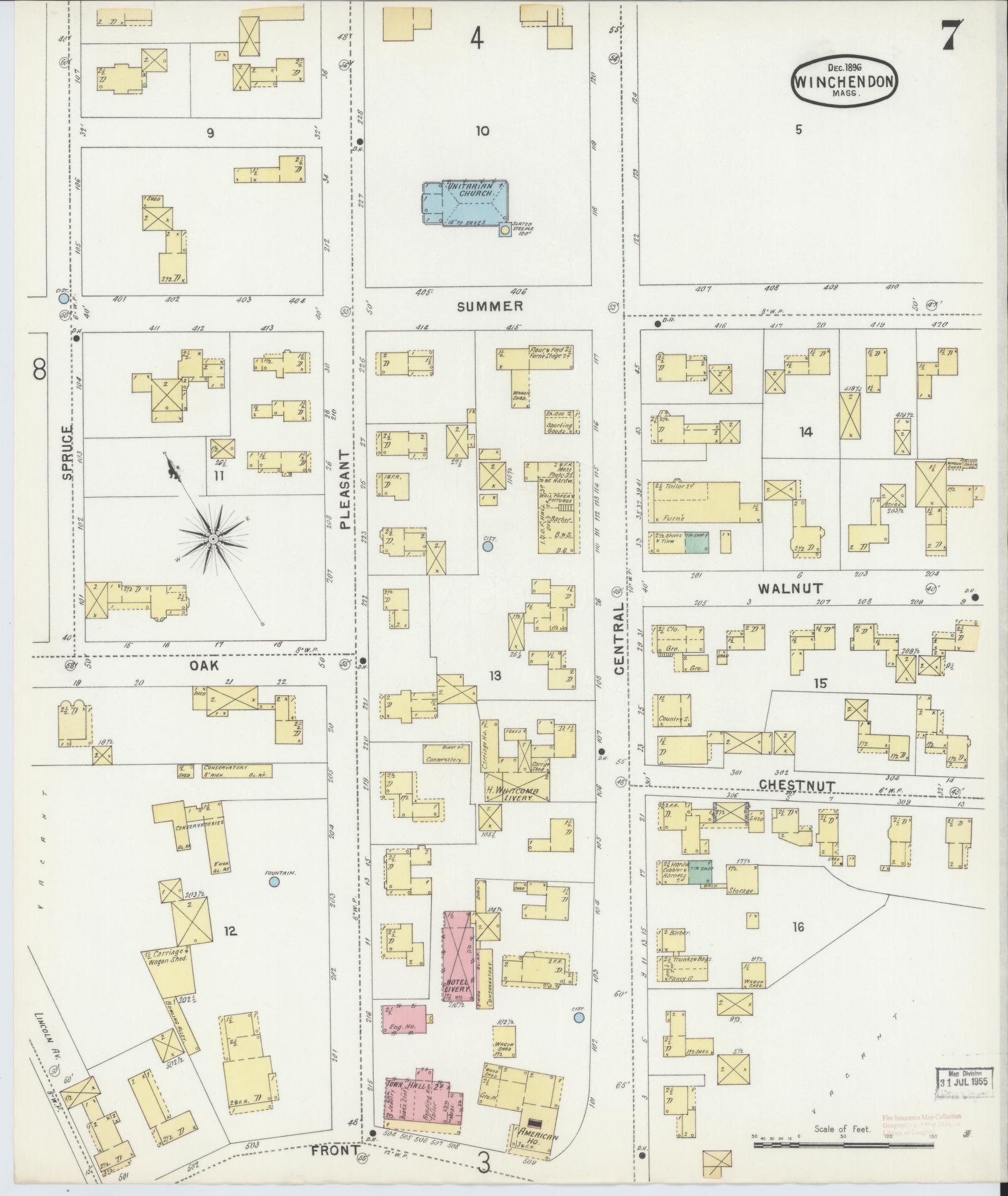 Sanborn Fire Insurance Map from Winchendon, Worcester County, Massachusetts (1896), Sheet #0007 - Complete Map Set gallery image, historic Sanborn map, vintage wall art, Massachusetts Massachusetts