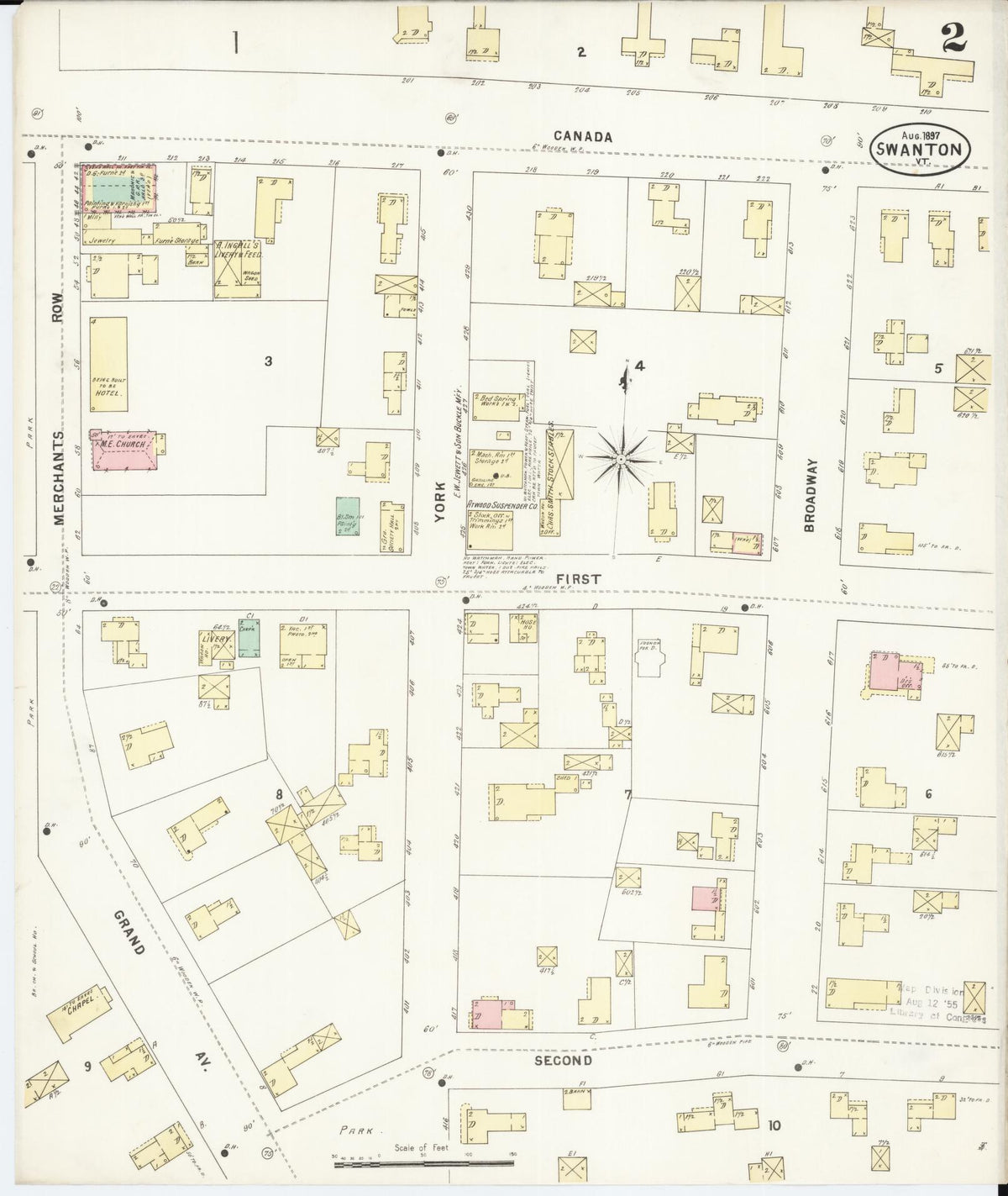 Sanborn Fire Insurance Map from Swanton, Franklin County, Vermont (1897), Sheet #0002 - Complete Map Set gallery image, historic Sanborn map, vintage wall art, Vermont Vermont