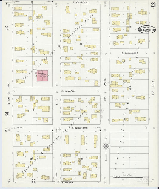Sanborn Fire Insurance Map from Stillwater, Washington County, Minnesota (1910), Sheet #0021 - Historic Sanborn Fire Insurance Map Print, vintage old map wall art, antique decor, genealogy gift, Minnesota Minnesota map