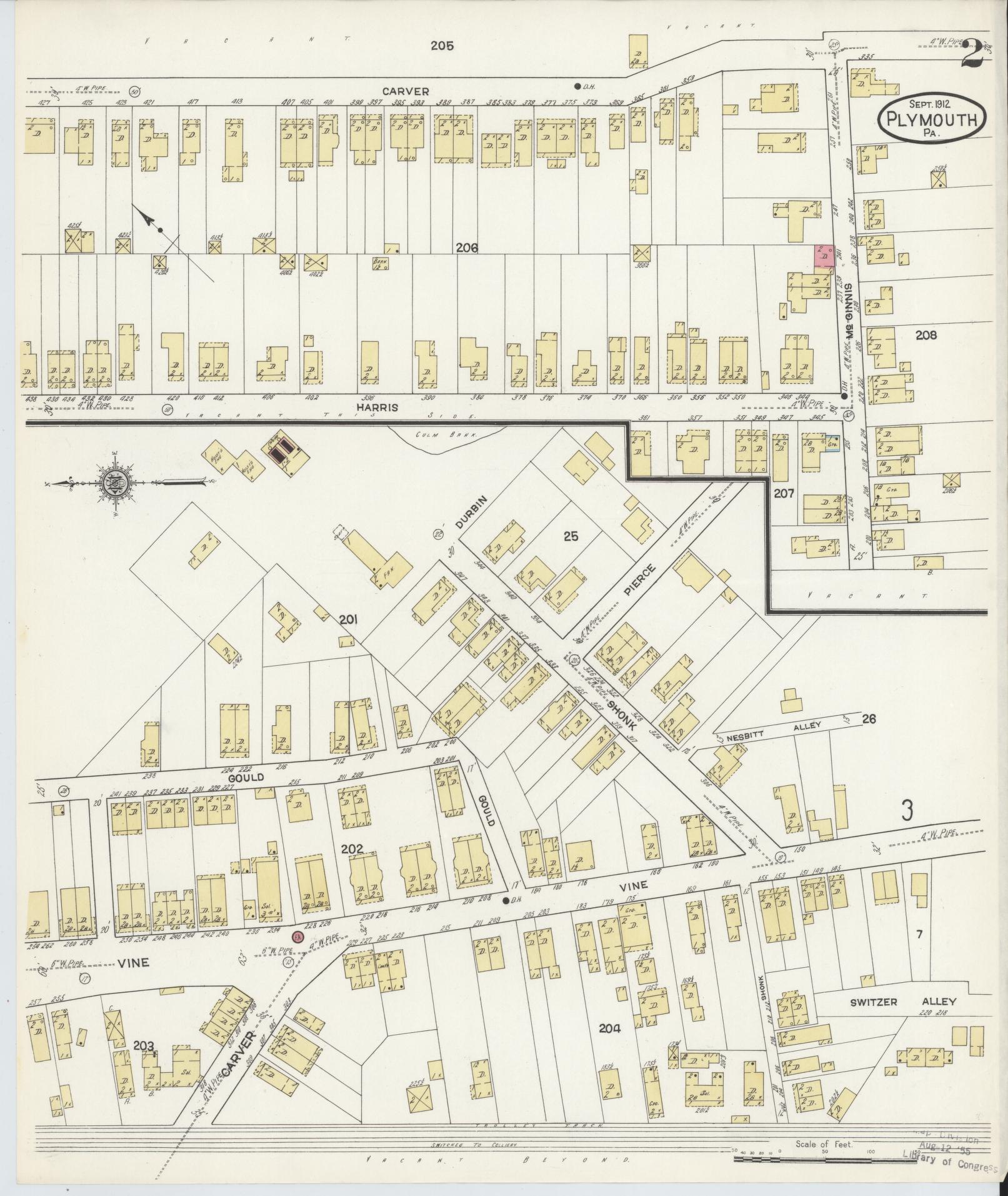 Sanborn Fire Insurance Map from Plymouth, Luzerne County, Pennsylvania (1912), Sheet #0002 - Complete Map Set gallery image, historic Sanborn map, vintage wall art, Pennsylvania Pennsylvania