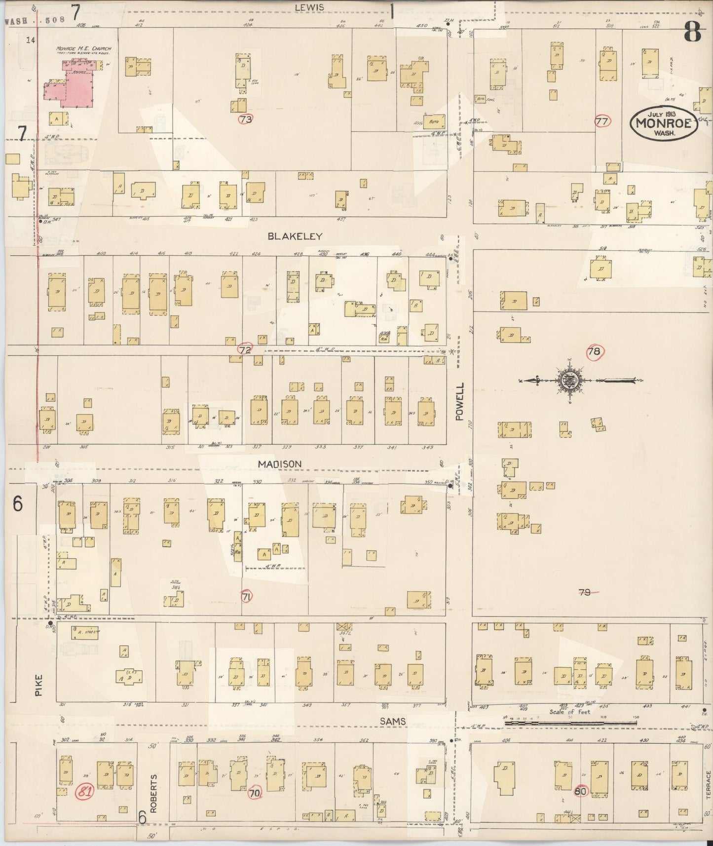 Sanborn Fire Insurance Map from Monroe, Snohomish County, Washington (1942), Sheet #0008 - Complete Map Set gallery image, historic Sanborn map, vintage wall art, Washington Washington