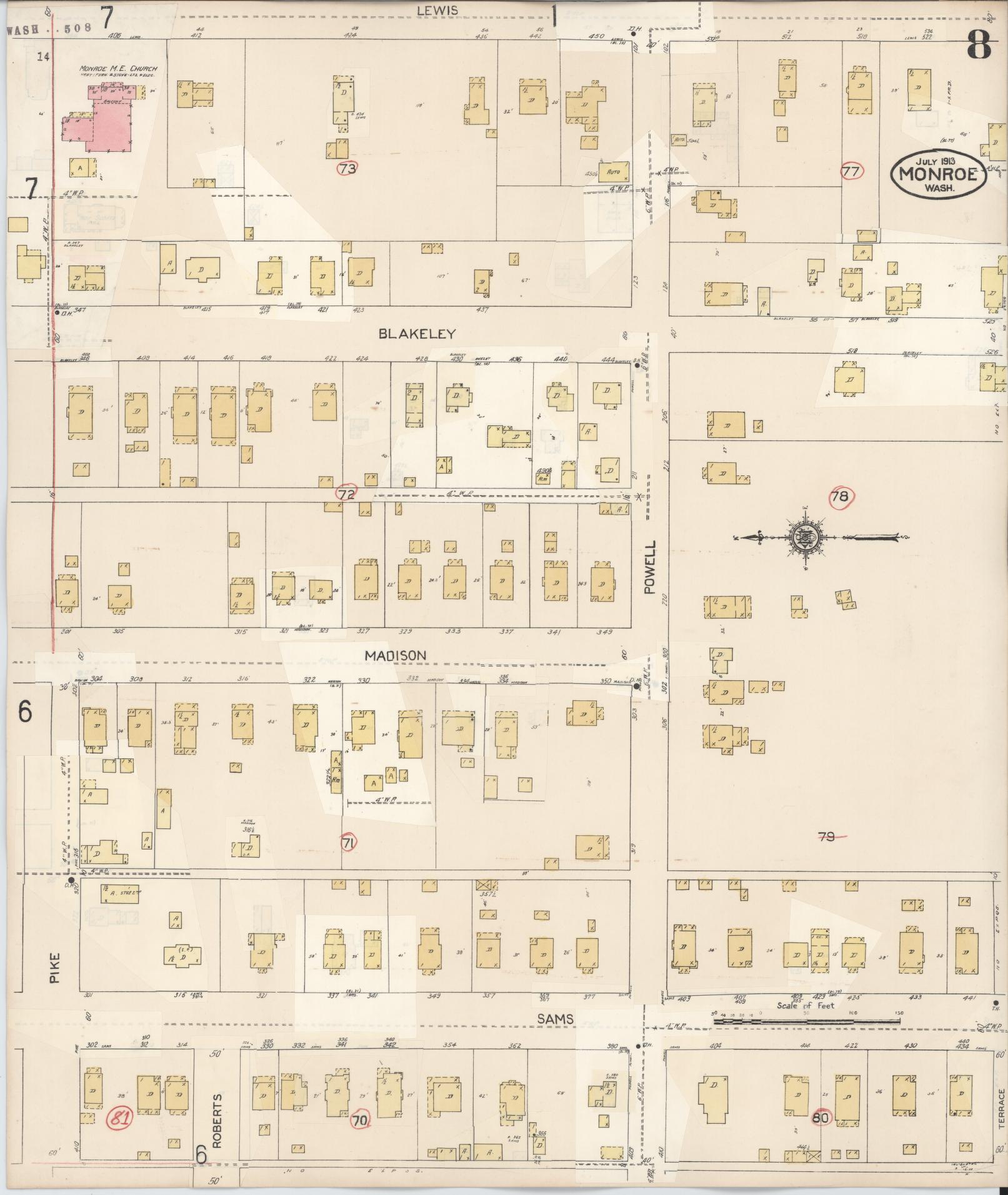 Sanborn Fire Insurance Map from Monroe, Snohomish County, Washington (1942), Sheet #0008 - Complete Map Set gallery image, historic Sanborn map, vintage wall art, Washington Washington