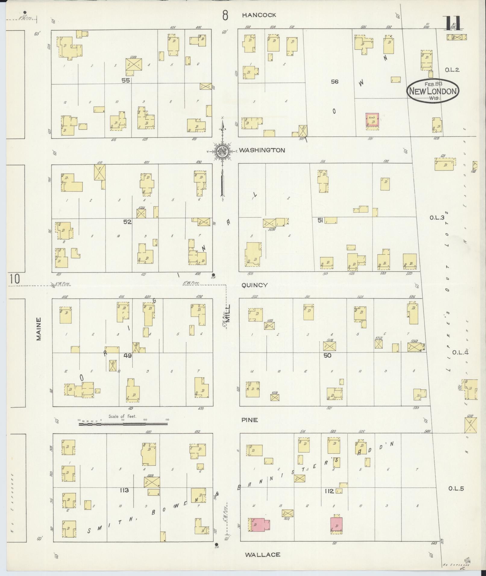 Sanborn Fire Insurance Map from New London, Waupaca and Outagamie Counties, Wisconsin (1913), Sheet #0011 - Complete Map Set gallery image, historic Sanborn map, vintage wall art, Wisconsin Wisconsin