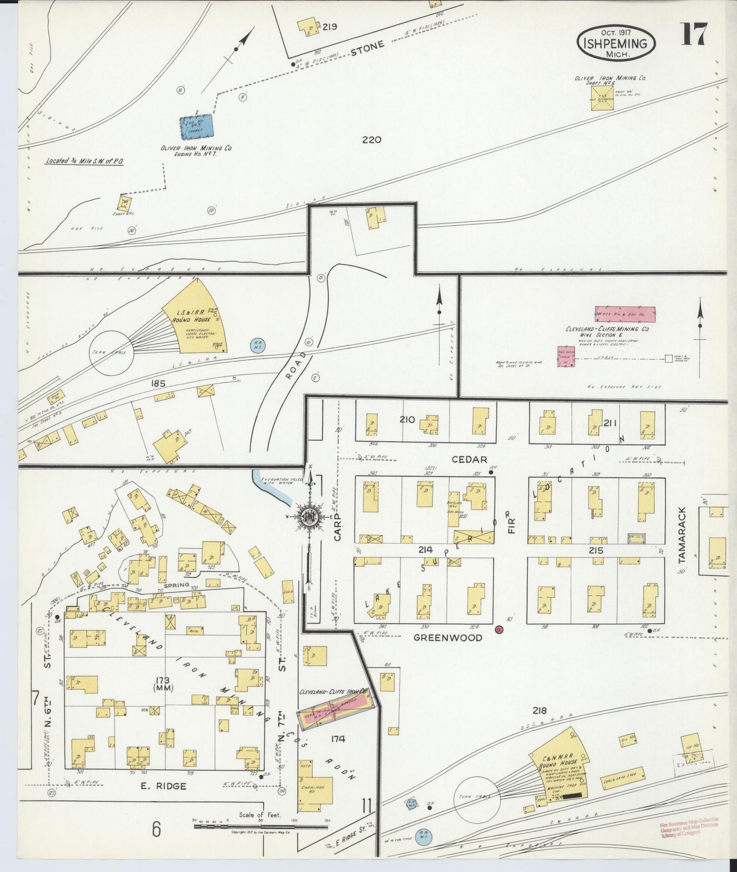 Sanborn Fire Insurance Map from Ishpeming, Marquette County, Michigan (1917), Sheet #0017 - Complete Map Set gallery image, historic Sanborn map, vintage wall art, Michigan Michigan