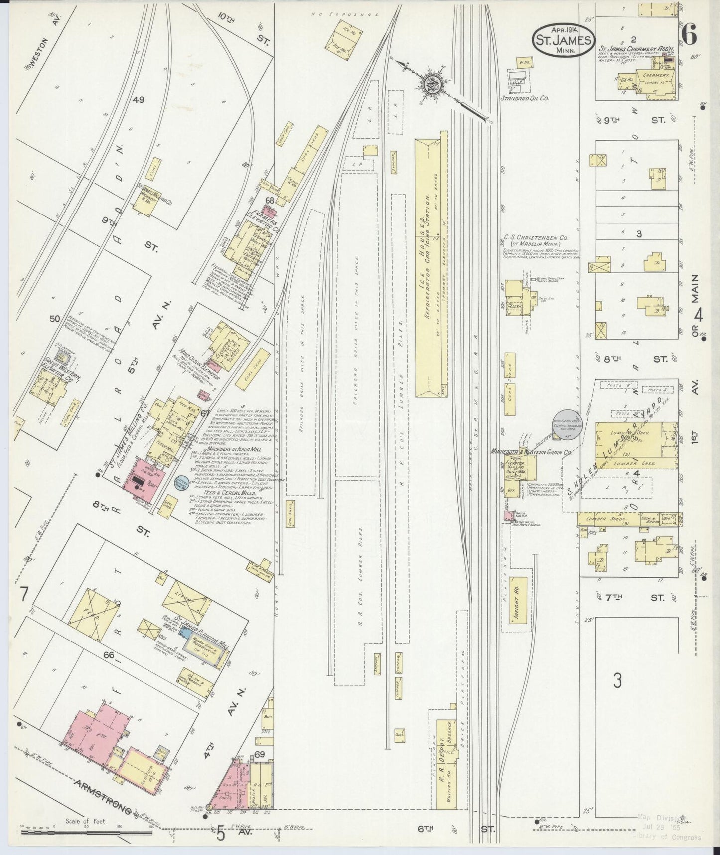 Sanborn Fire Insurance Map from Saint James, Watonwan County, Minnesota (1914), Sheet #0006 - Complete Map Set gallery image, historic Sanborn map, vintage wall art, Minnesota Minnesota